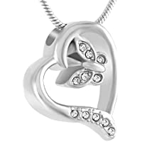 Los mejores  - Colgante de Urna Cenizas de recuerdo Joyería de cremación Urna para las cenizas Pequeña mariposa de cristal en mi…